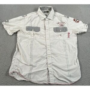 Napapijri Geographic Shirt Men's‎ XL White Cotton Button Up Camping Workwear